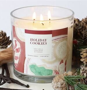 new sonoma candle Women’s GIFT 3 Wicks 14oz Jar Candle - cookies Vanilla,